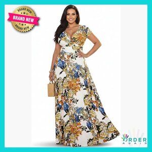 Floral Maxi Dress Elegant V-Neck Boho Formal Summer Gown Flowy Chic